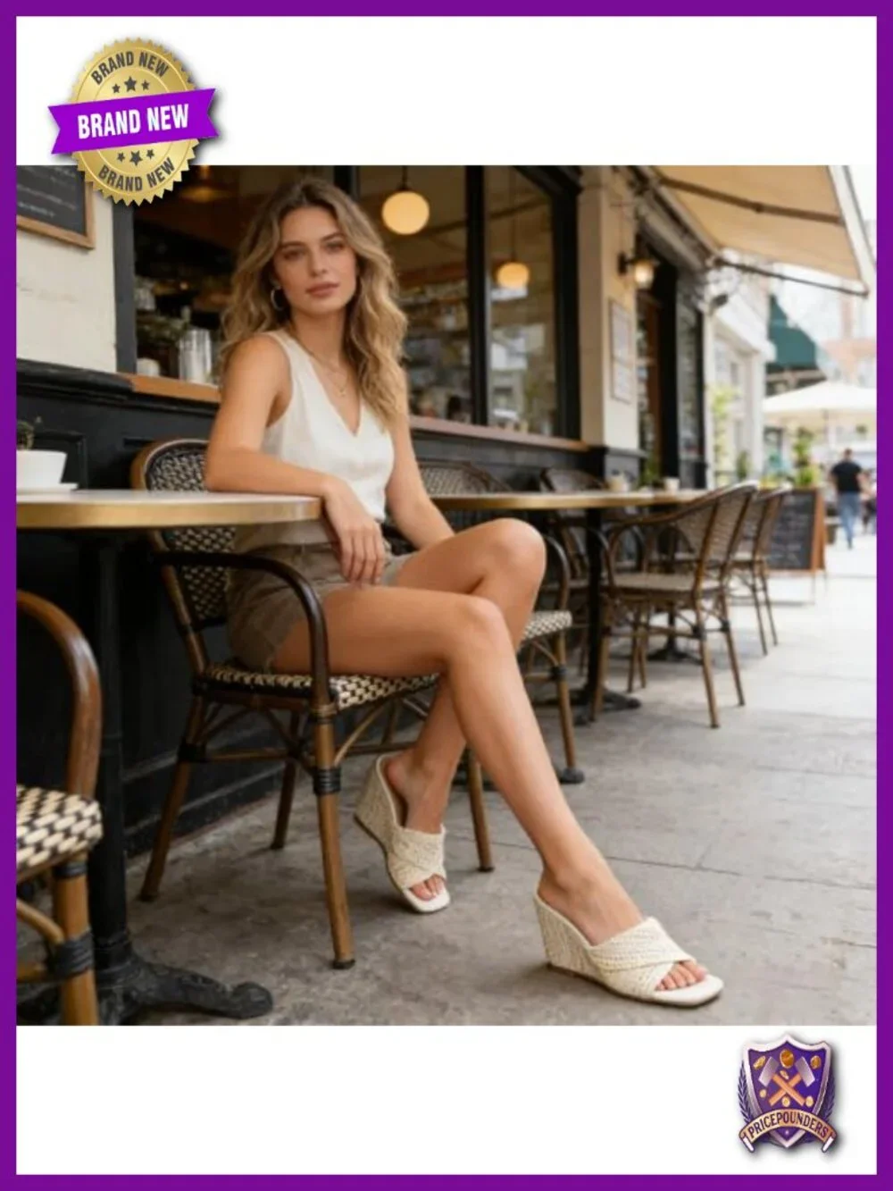 Woven Straw Wedge Sandals Open Toe Slip On Comfort Heels